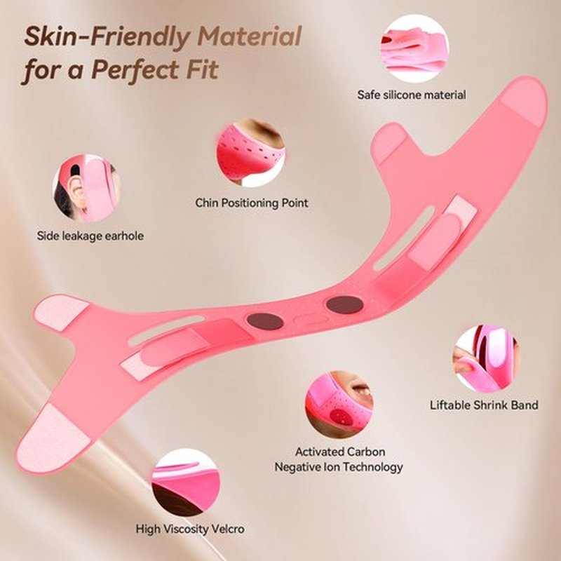JUSMORE Reusable V Line Face Strap, Soft Silicone Chin Strap for Women 23-27 Inches (powdered)