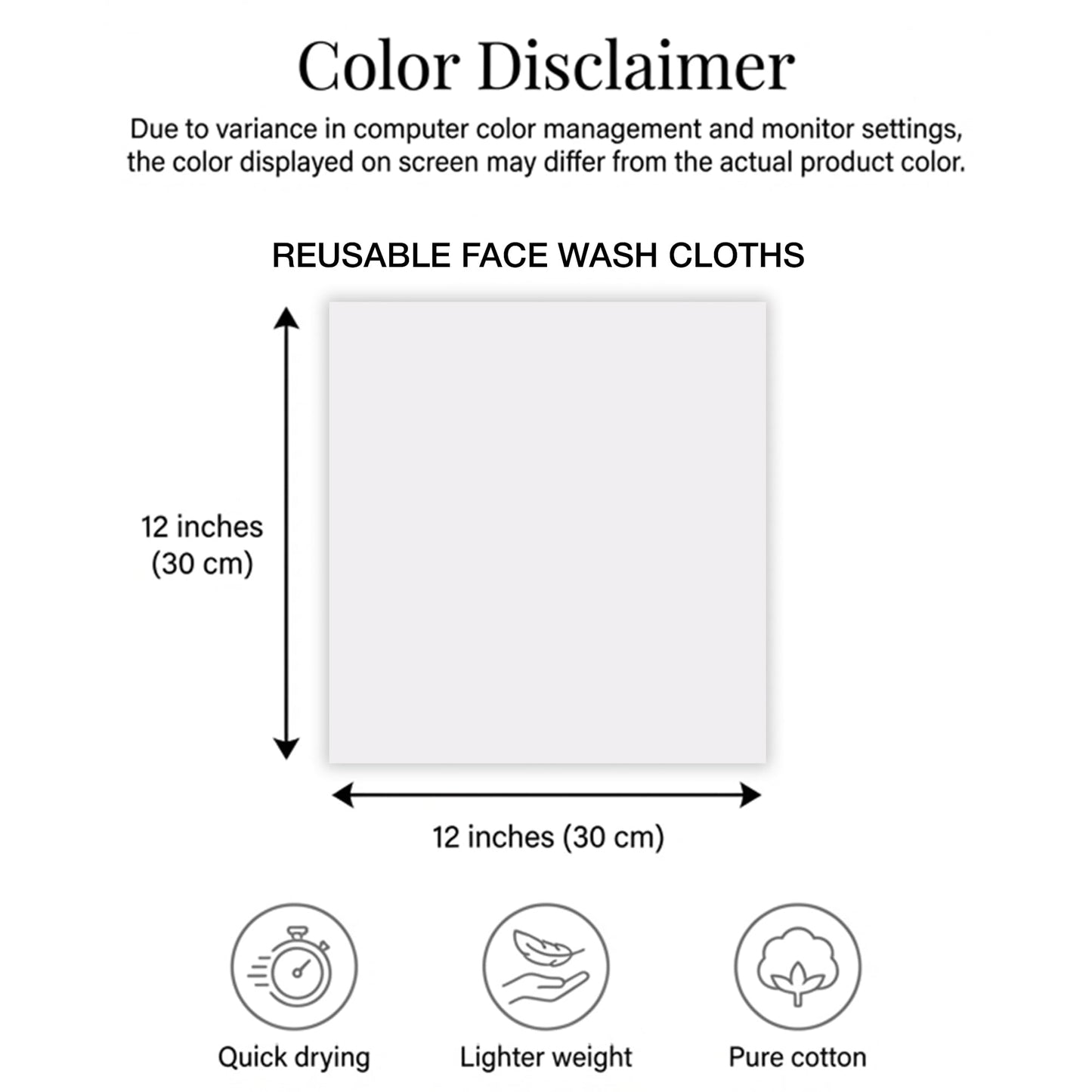 RIVERSIDE 12-Pack Premium 100% Cotton White Face Towels for Bathroom [12x12] - Reusable Luxury Face Wash Cloths for Showering - 550 GSM Super Soft & Absorbent Washcloths for Body, Spa & Gym