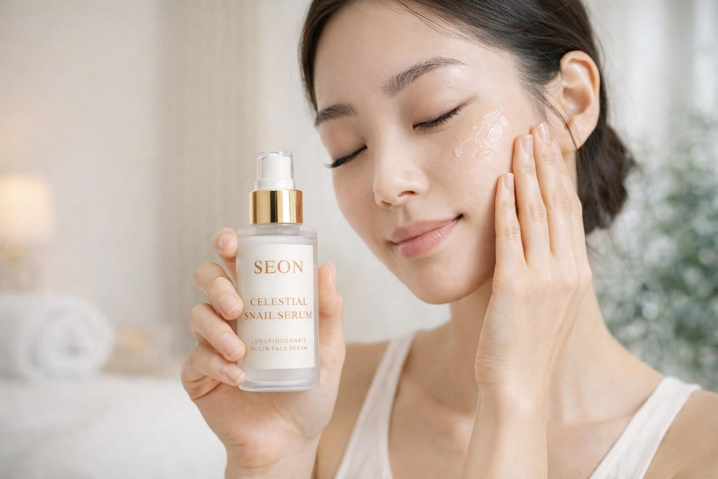 SEON Celestial Snail Serum, 96% Snail Mucin Face Serum, Korean Skincare Hydrating Essence for Skin Barrier Support