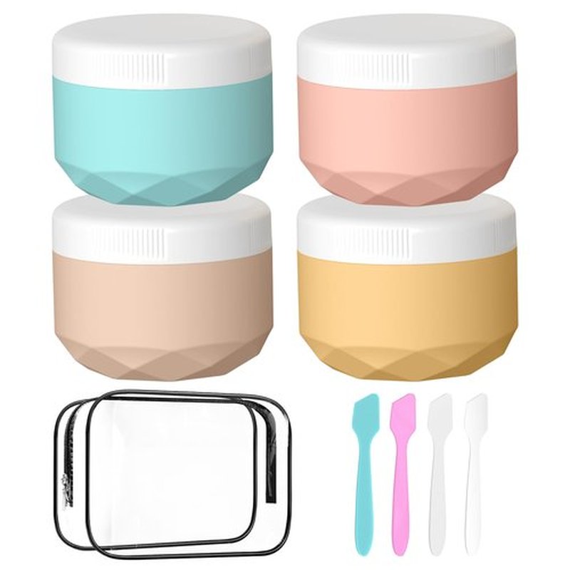 Travel Containers for Toiletries, Silicone Cream Jars BPA Free, TSA Approved 1.7oz Travel Size Containers, Leak-proof Travel Essentials with Lid for Cosmetic Face Hand Body Cream