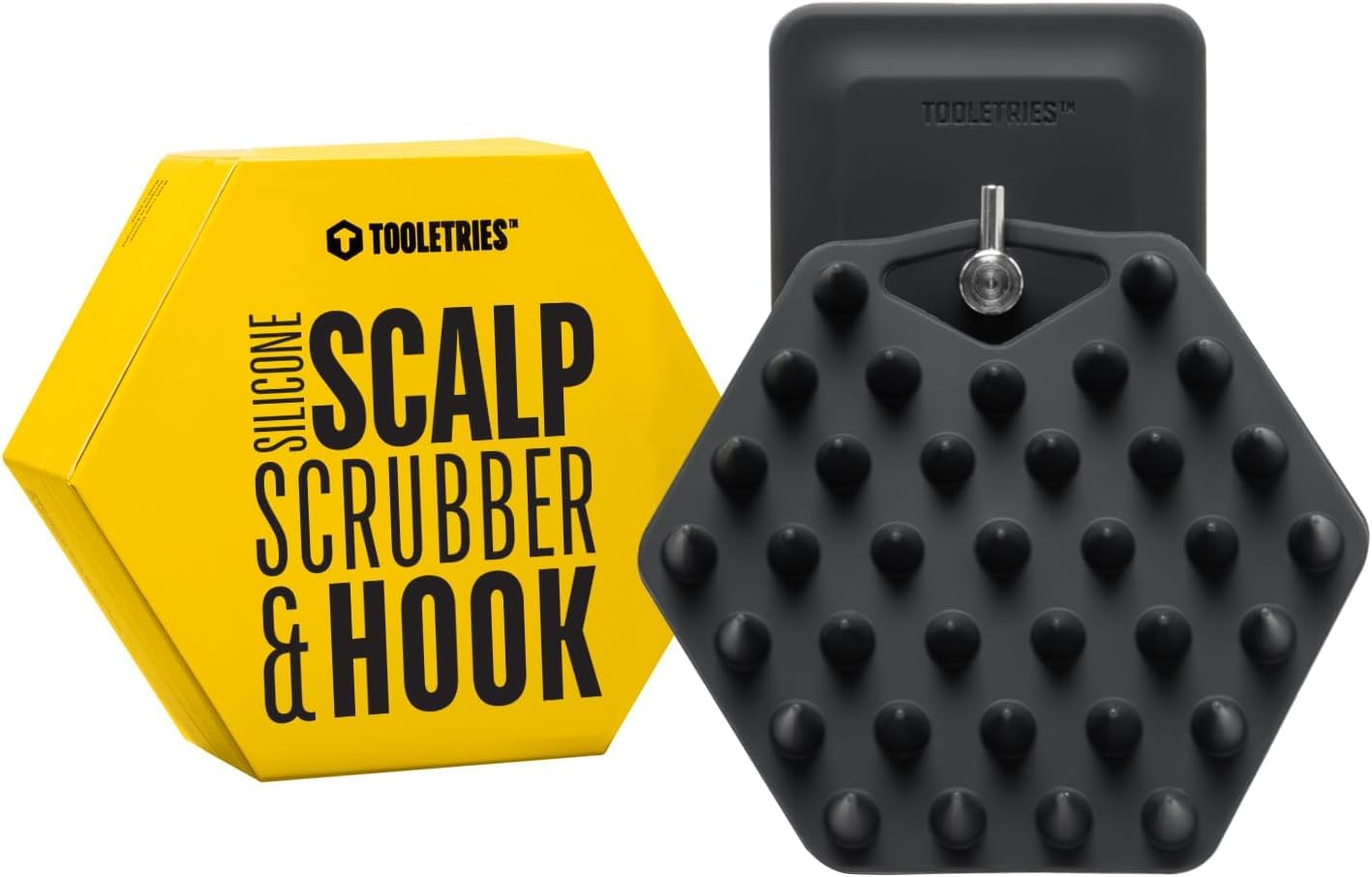 TOOLETRIES Silicone Scalp Scrubber, Shampoo Brush with Hook - Charcoal