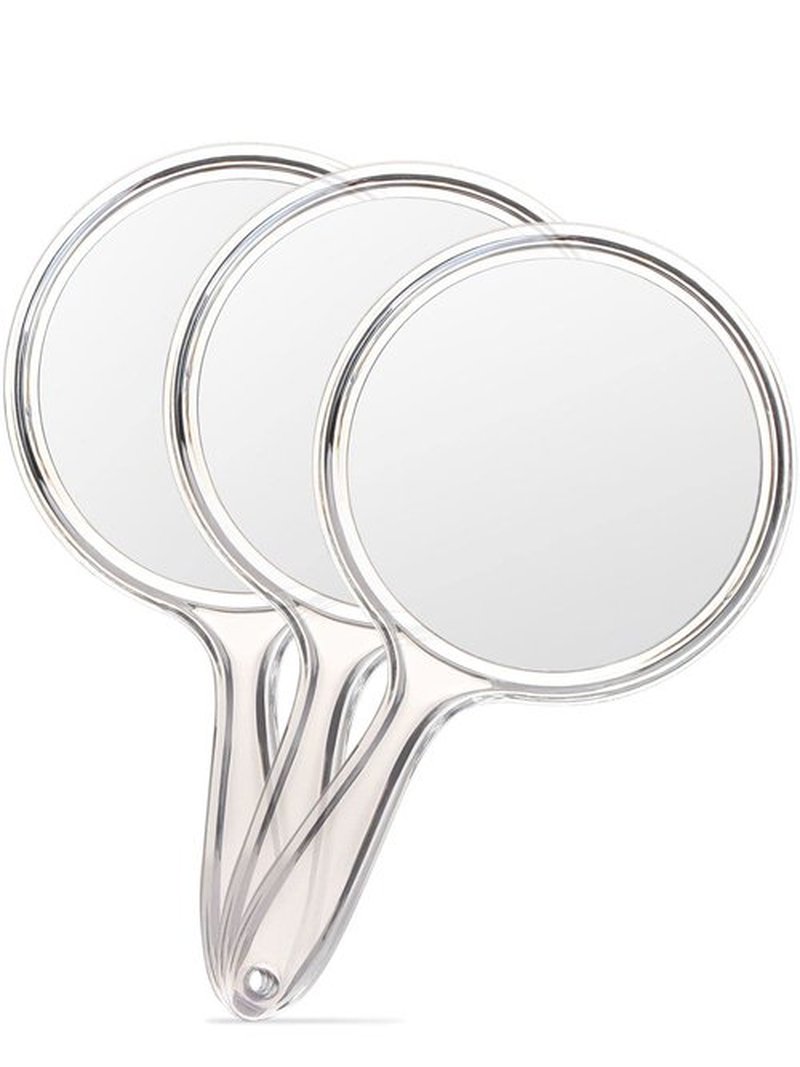 OMIRO Hand Mirror, Double-Sided Handheld Mirror 1X/3X Magnifying Mirror with Handle, Set of 3 (Clear)