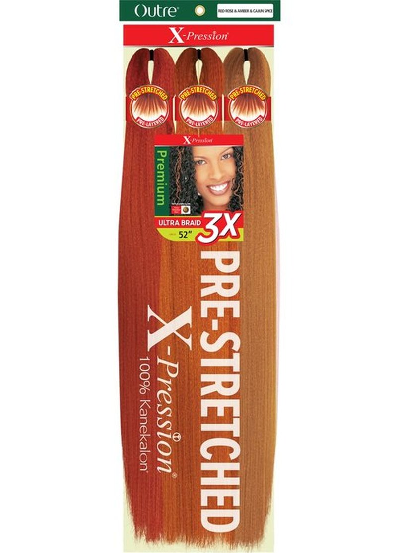[3 PACK DEAL] Outre X-Pression Braid-Pre Stretched Braid 52" 3X 3 Packs (RED ROSE + AMBER + CAJUN SPICE)