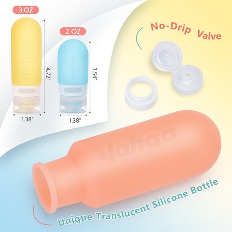 yahaa 18 Pcs Travel Size Toiletries Set,Leak Proof Squeezable Silicone Travel Bottles for Shampoo and Conditioner,TSA Approved Travel Essentials Accessories,White Pack