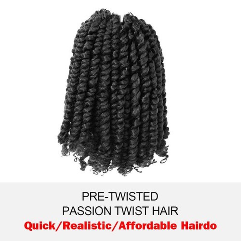 WUDAS Short Passion Twist Hair 6 Inch Pre-twisted Passion Twists Crochet Hair Off Black Pre-looped Synthetic Crochet Braids (7 Packs,2#)
