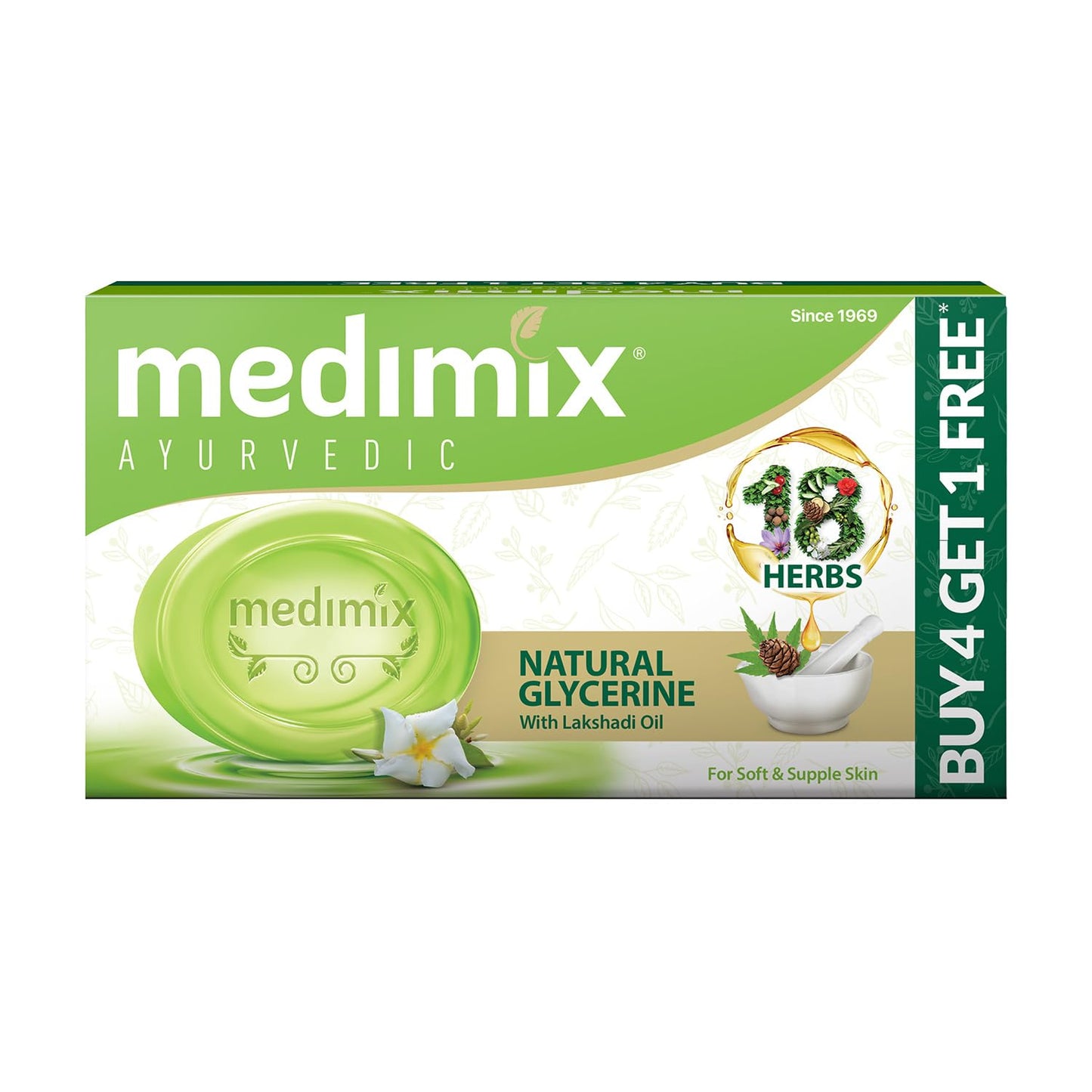 Medimix Ayurvedic Glycerine Soap, 125g (4+1 Super Saver Pack)