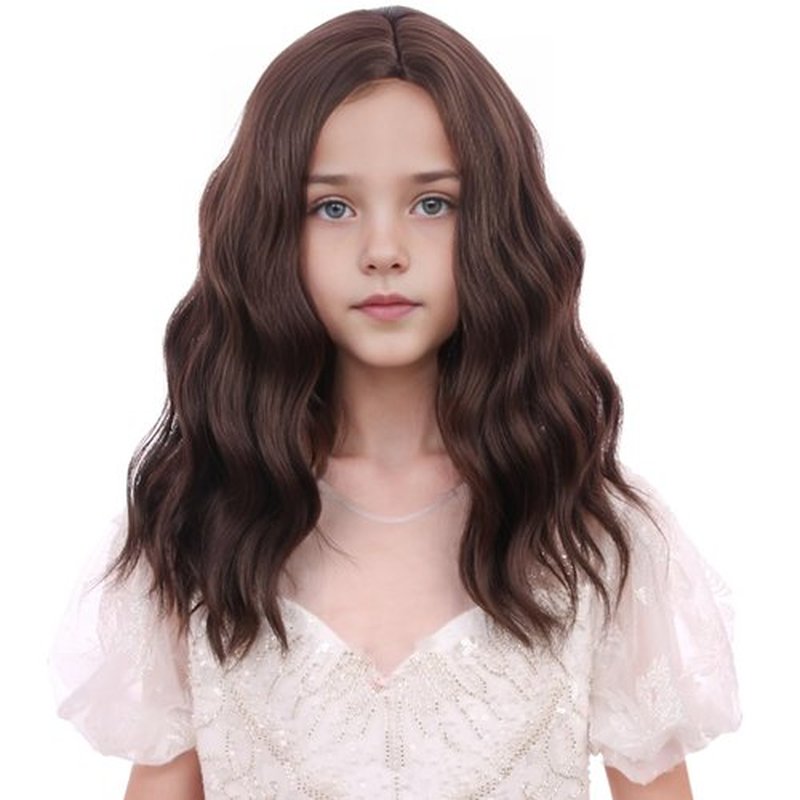 Ufindcos Dark Brown Wig for Kids Child Short Curly Wavy Wig Kids Brown Bob Wig Brown Natural Synthetic Hair Wig with Wig Cap