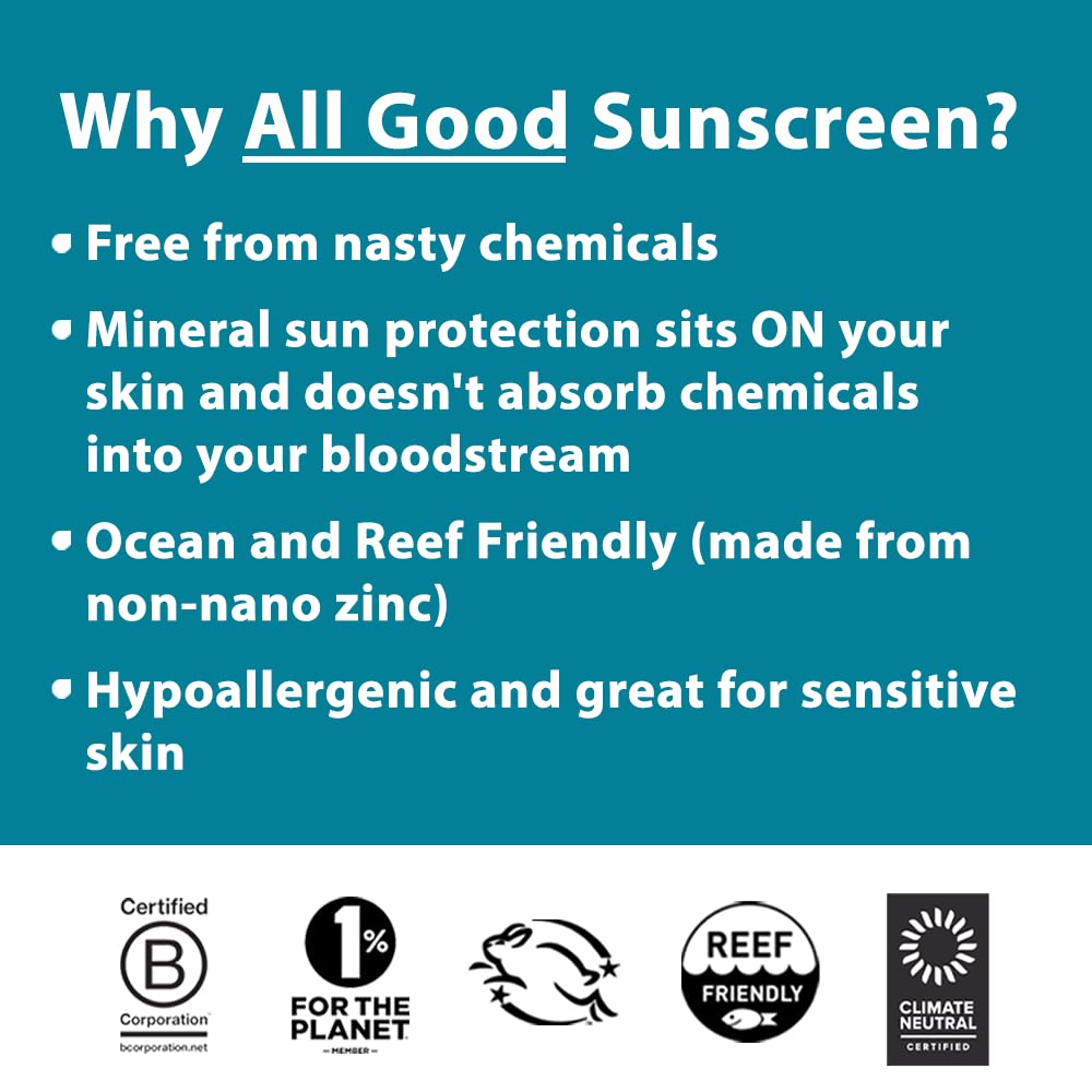 All Good Sport Face & Body Sunscreen - UVA/UVB Broad Spectrum, Water Resistant, Coral Reef Friendly - 30 SPF Sunscreen Spray & Lotion