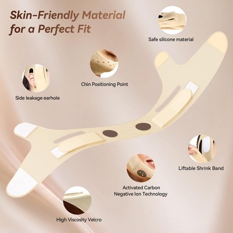 Reusable V Line Face Strap, Soft Silicone Chin Strap for Women 23-27 Inches(Skin tone)