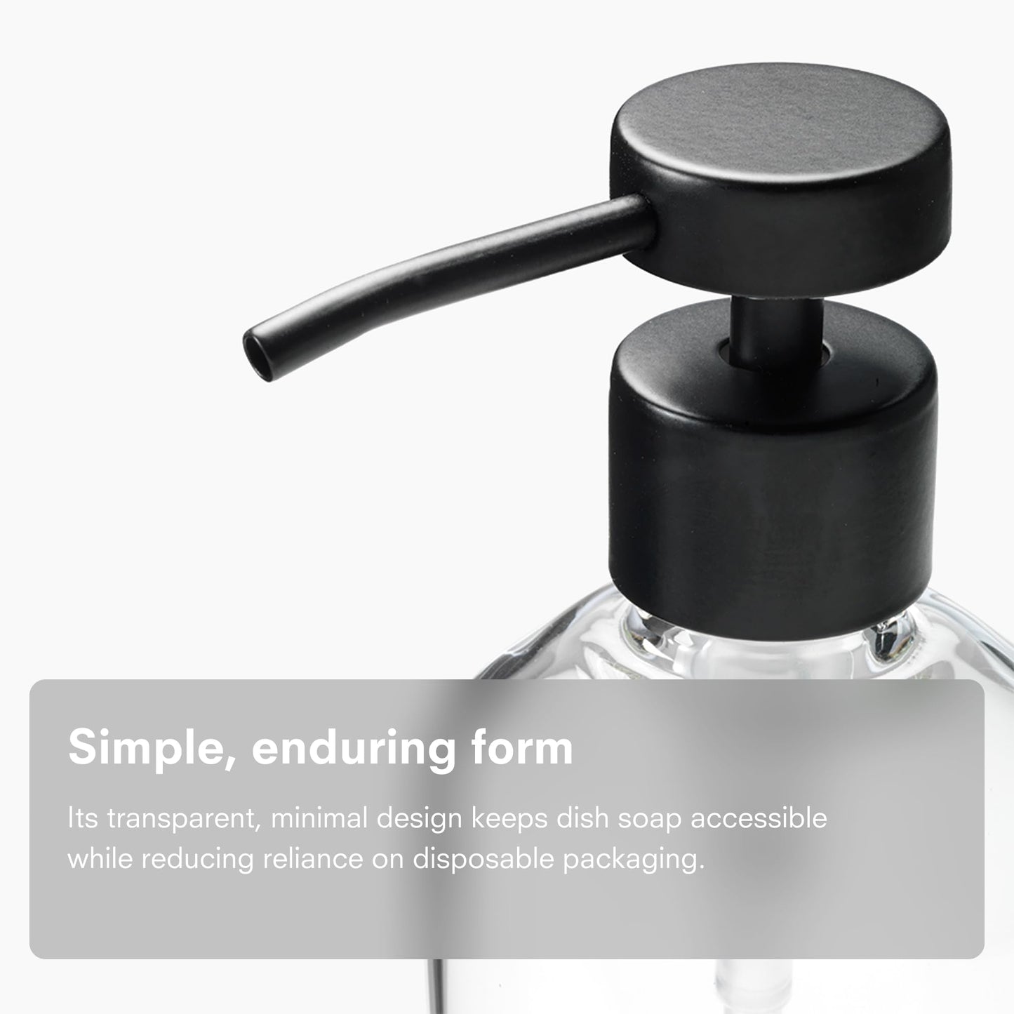 Public Goods Glass Dish Soap Dispenser Pump for Kitchen Sink | Liquid Dish Soap Refill Bottle | Made with Clear Borosilicate Glass and Black Stainless Steel | 16 Oz Dispenser