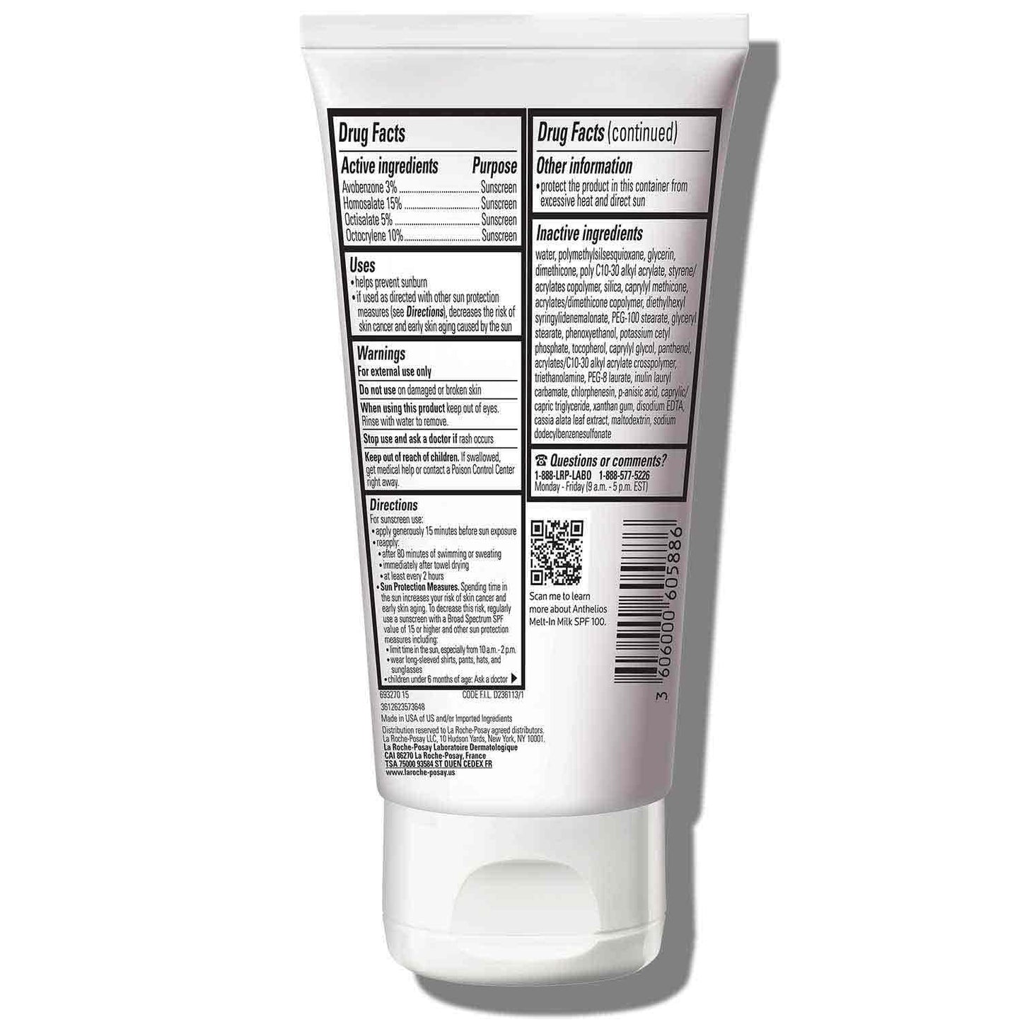 La Roche-Posay Anthelios Melt-In Milk Sunscreen for Face & Body SPF 100 5oz