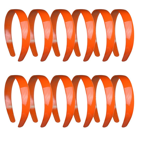 One Dozen 1 Inch Orange Plastic Headbands with Teeth for Women and Girls (Motique Accessories)