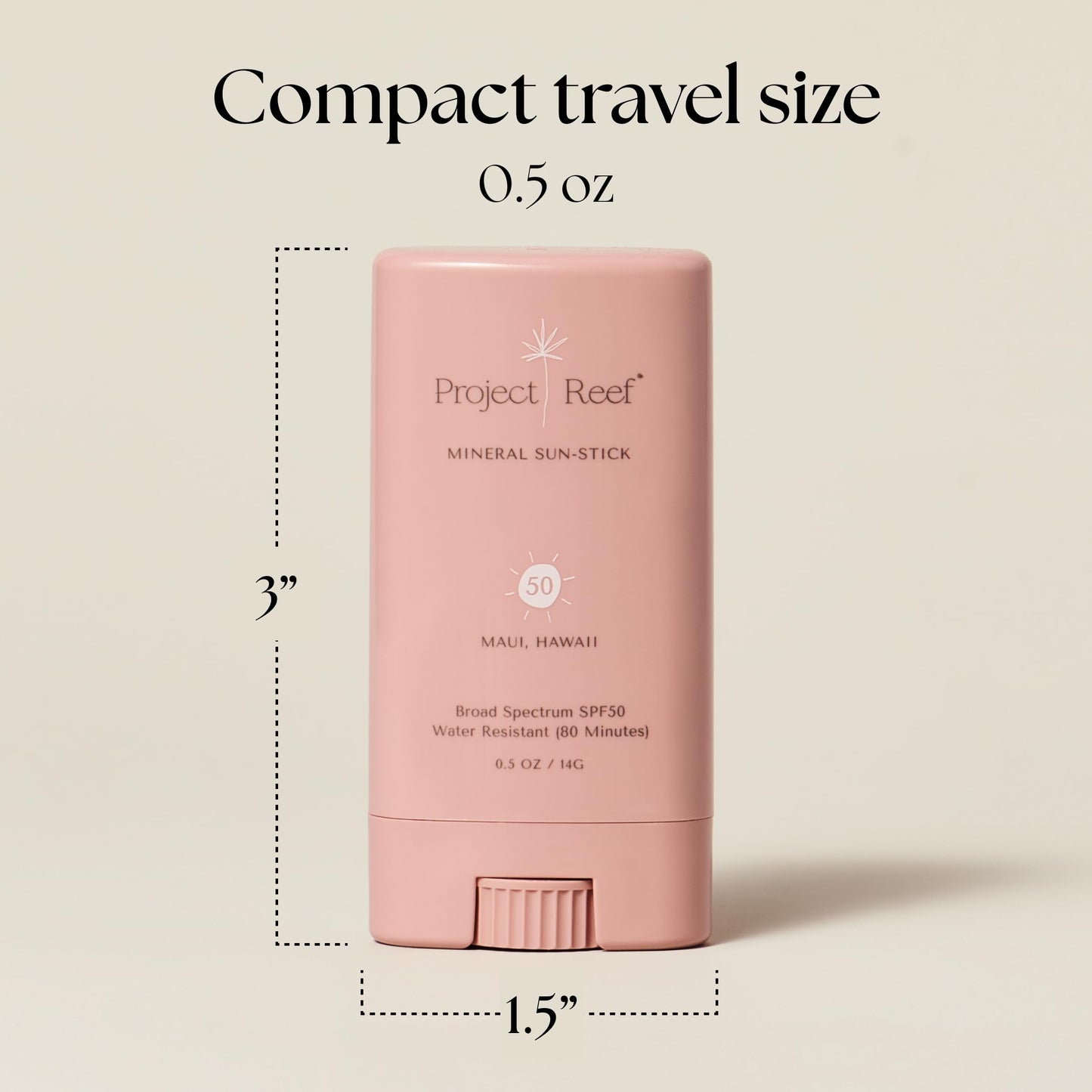 Project Reef SPF 50 Mineral Sunscreen Stick – Compact SPF Stick, Hawaii Reef Act 104 Compliant, Vegan, Ocean-Friendly, Water-Resistant, 0.5 oz