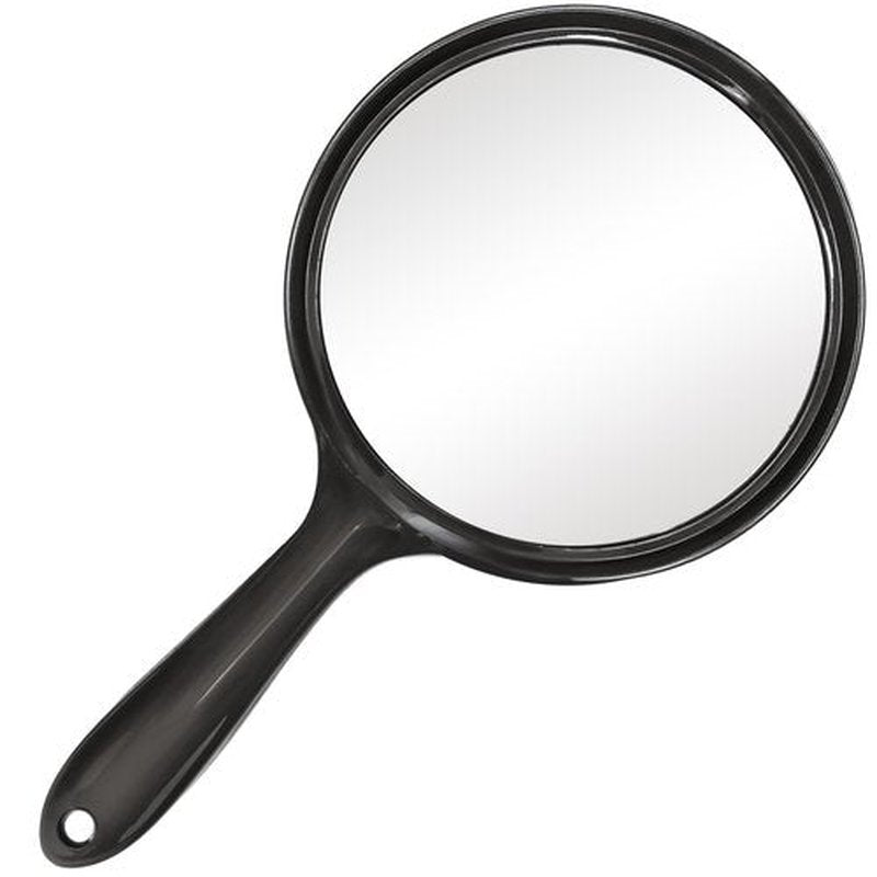D Handheld Mirror with Handle - 5.4" W x 10.4" L Hand Mirror Large Doule Sided Magnifying Mirror 1X 2X Handle Makeup Mirror Acrylic Handheld Mirror Rounded Shape Black