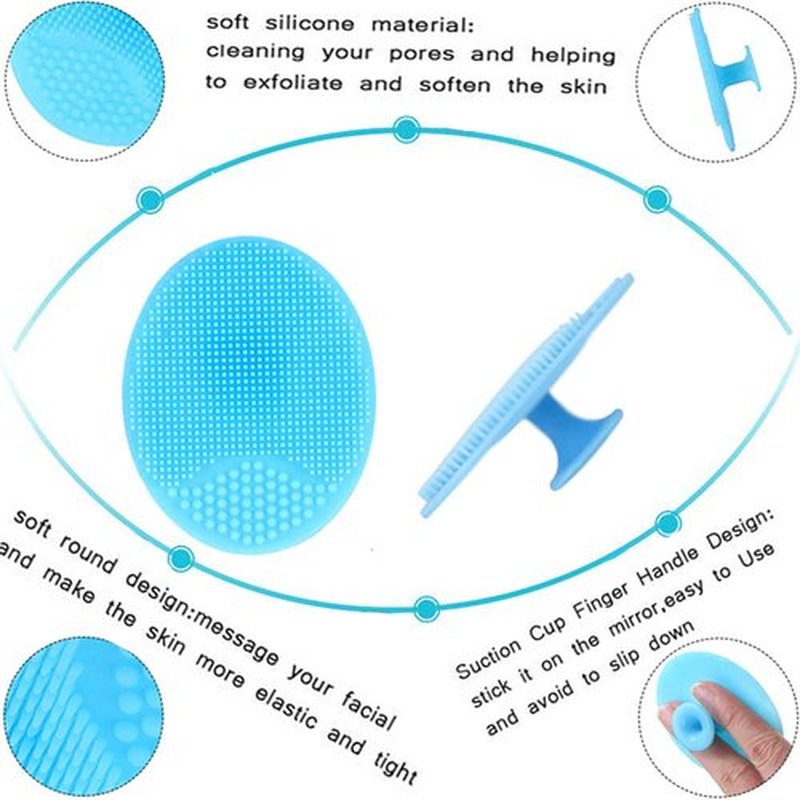 3 Pcs Lip Scrub Brush with Silicone Facial Cleansing Brush,2 Pcs Face Scrubber Gentle Exfoliating,Removing Blackhead,Massaging