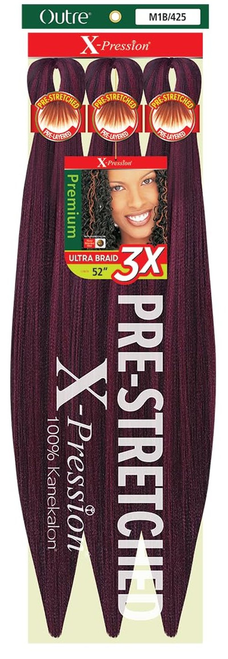 [5 PACK DEAL] Outre X-Pression Braid-Pre Stretched Braid 52" 3X 5 Packs (M1B/425)