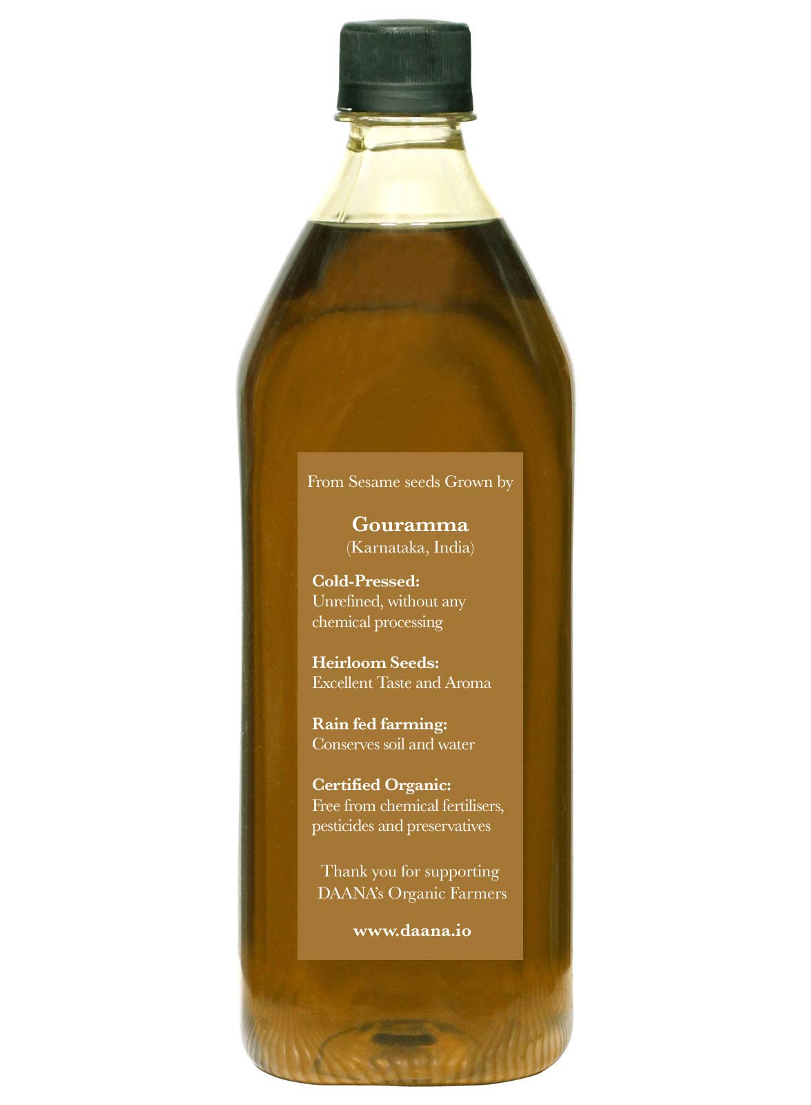 Daana Sesame Oil: CERTIFIED USDA ORGANIC, EXTRA VIRGIN, COLD PRESSED, 34 fl oz