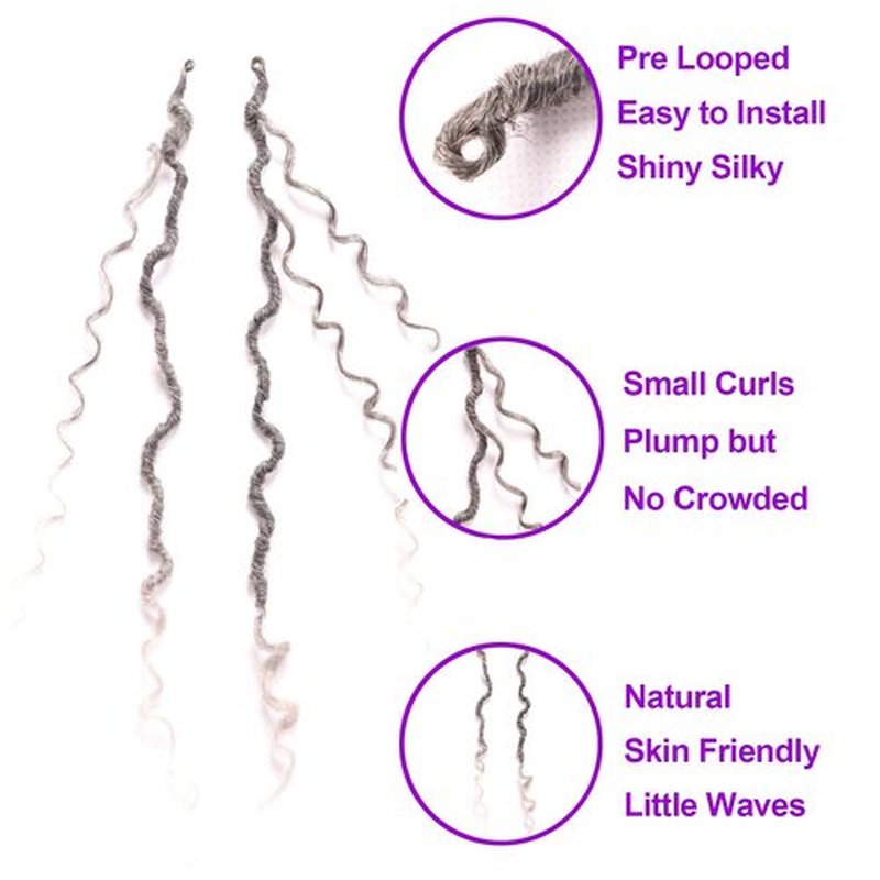 8 Packs Goddess Locs Crochet Hair 18 Inch Faux Locs Crochet Hair for Black Women Pre Looped Soft Locs with Curly Ends (18 Inch (Pack of 8), #1B/Gray)
