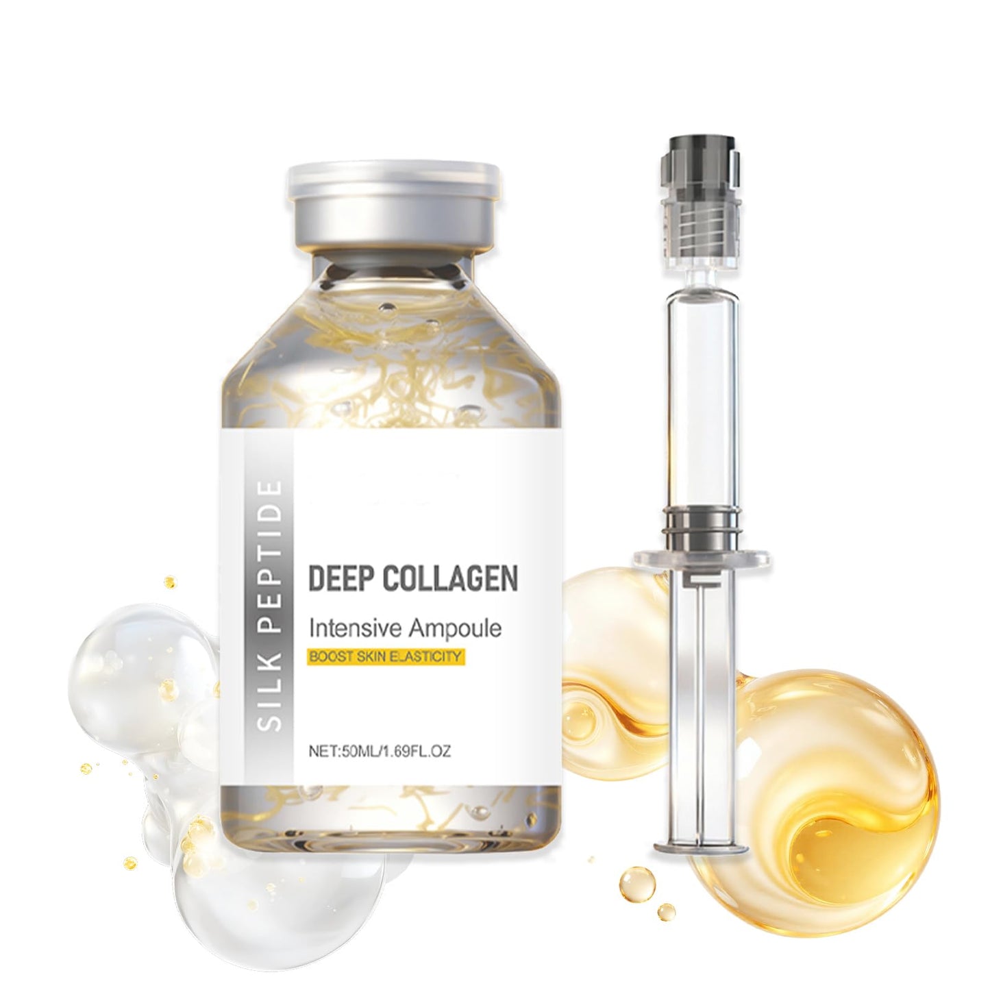 Deep Collagen Anti-Wrinkle Cream In Serum - Deep Collagen Silk Peptide Intensive Lifting Ampoule Serums for Face Tightening and Lifting, Korean Anti Aging Face Serum for Women 1.7fl.Oz/50ml
