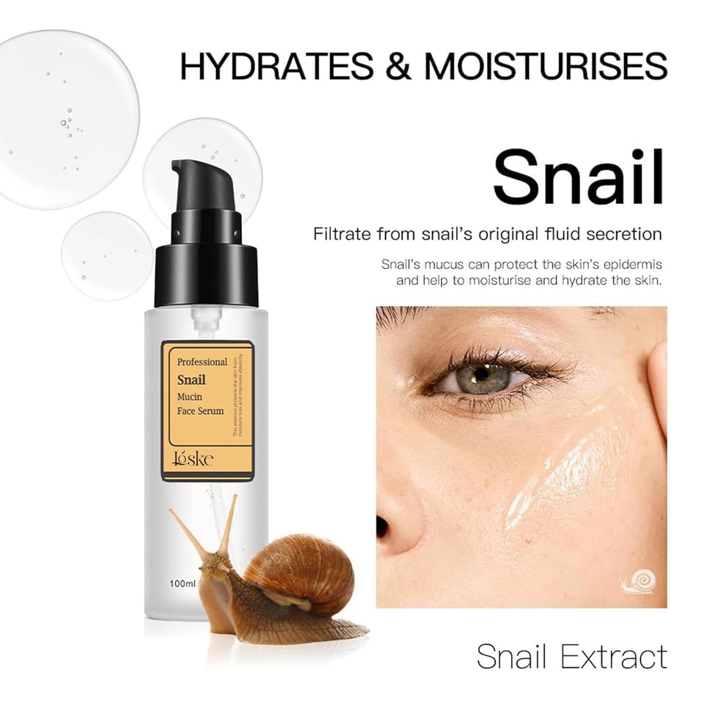 Snail Mucin Serum, Snail Secretion Filtrate, Snail Mucin, Power Repairing Essence