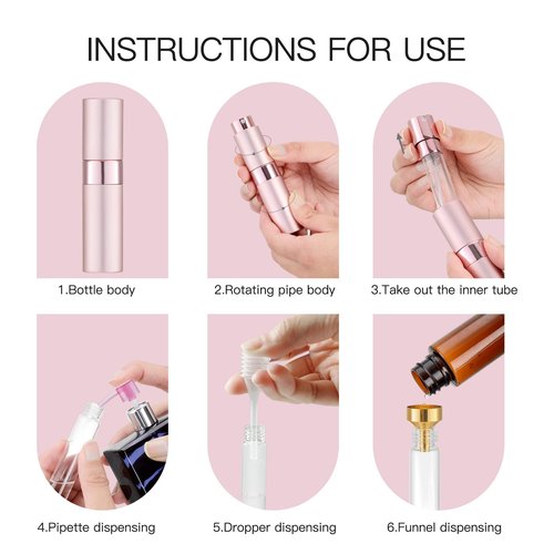 Tekson 8ml Travel Perfume Atomizer Refillable, Mini Cologne Spray Bottle Empty, Small Aftershave Portable Sprayer for Liquid Dispenser