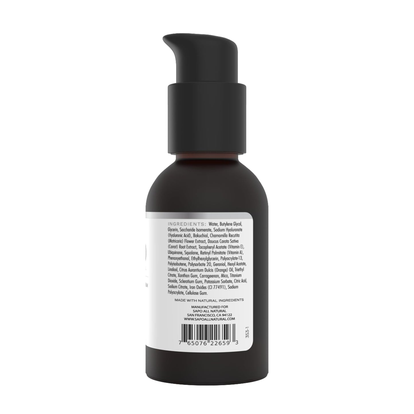 Sapo All Natural Smoothing Face Serum with Bakuchiol, Hyaluronic Acid, Squalane & Retinyl Palmitate, Lightweight Anti-Aging Serum, 1 oz