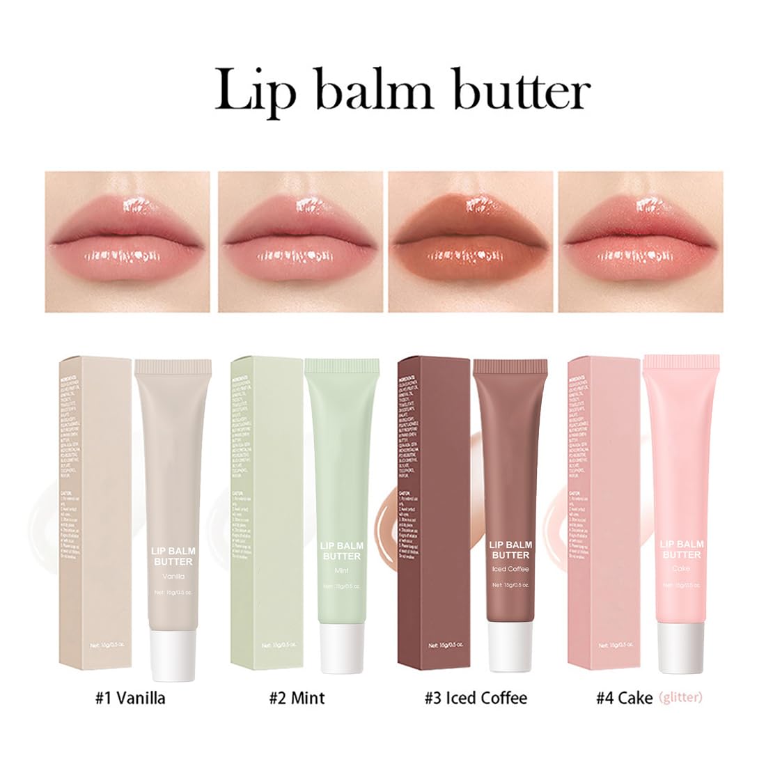 Pakivs 4PCS Glossy Butter Lip Balm Set for Women