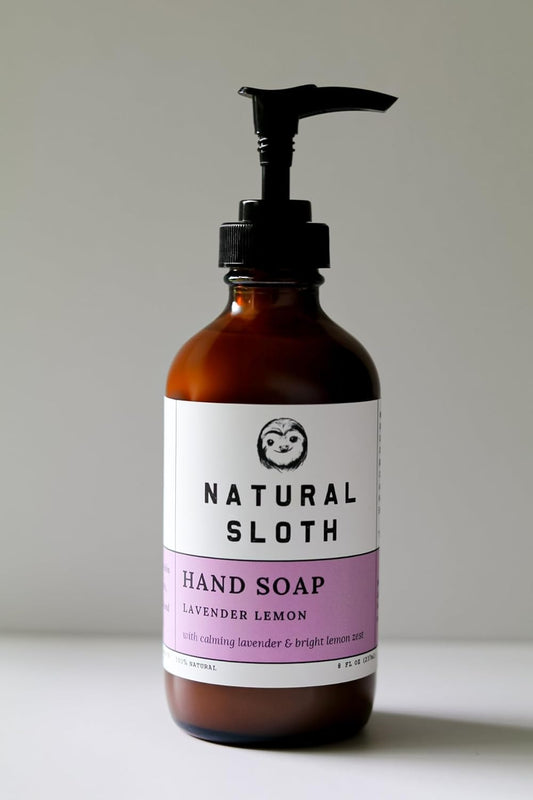 Liquid Hand Soap - Non-Toxic Aloe & Shea Butter | Plant-Based Essential Oil Scent | 8 Fl Oz (Lavender Lemon)