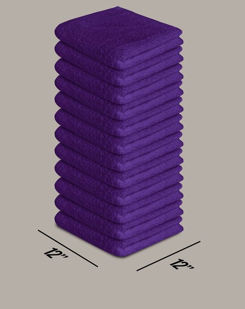 Softolle 100% Cotton Ring Spun Wash Cloths – Bulk Pack of Washcloths – 12x12 Inches – Wash Cloth for Face, Highly Absorbent, Soft and Face Towels (Purple, 24 Pack)
