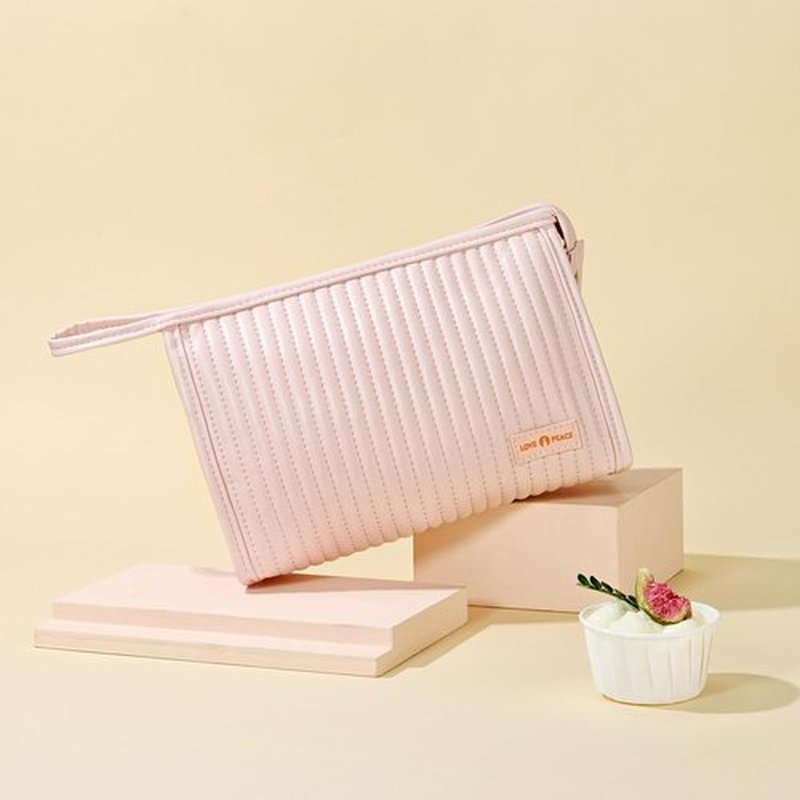 MIRASON Makeup Bag Set of 3 Cute Cosmetic Travel Toiletry Bag Organizer Pouch Set for Women PU Leather Waterproof Toiletry Bag 3 Piece Set, Light Pink