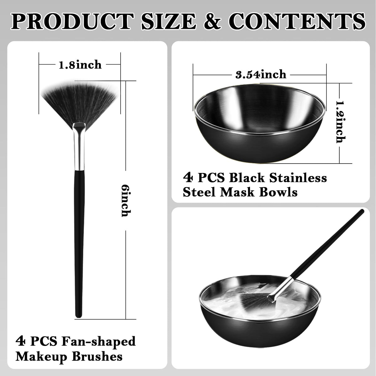 16 Pcs Gold Facial Bowl and Brush Set 8 Facial Fan Brushes Esthetician 8 Gold Facial Mixing Bowls Esthetician Stainless Steel Mixing Bowls Face Mask Brush for Mud Cream Spa Salon Women