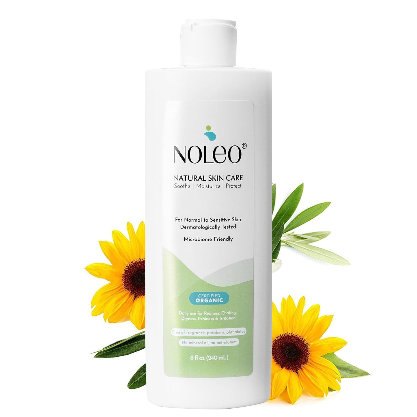 NOLEO Natural Skin Care – Deep Moisturizer for Sensitive Skin | Soothes Redness, Chafing & Irritation | Non-Toxic, EWG Verified, Organic | Face & Body Cream for Adults & Babies – 8oz