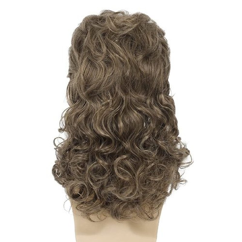 Dai Cloud Mens Mullet Wig Long Curly Brown 80s Wigs Heat Resistant Halloween Costumes Party Hair Wigs for Male Guys (Light Brown)