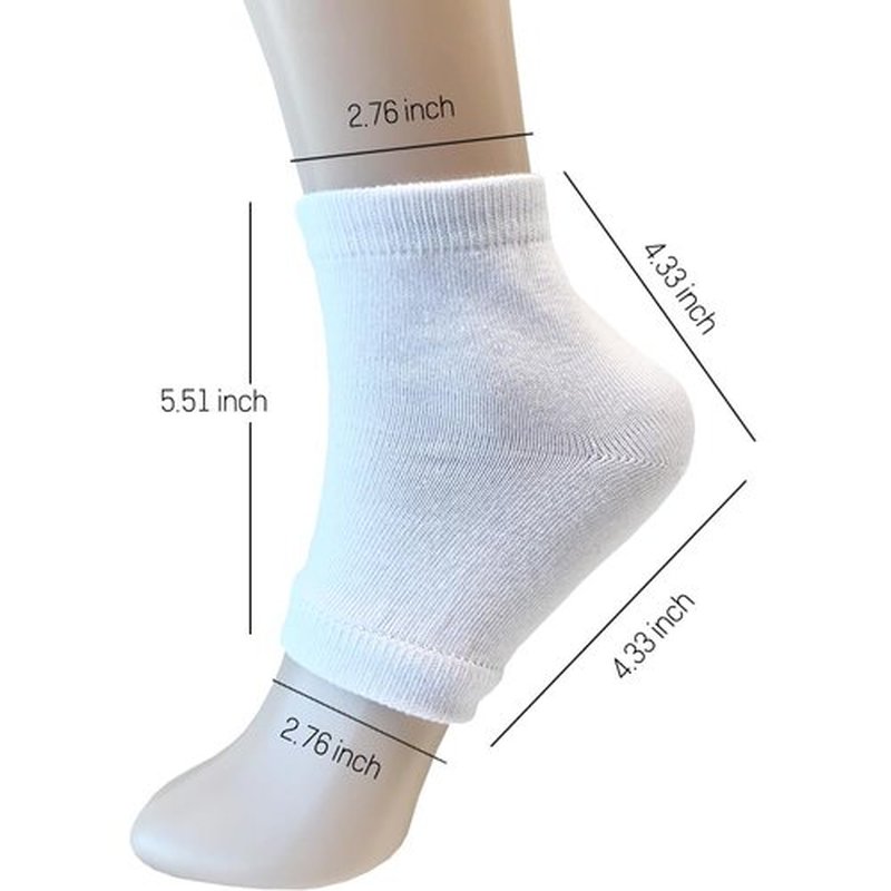 Moisturizing Gel Heel Socks to Repair Dry Cracked Heel - Soften, Soothe, and Revitalize Your Feet, for Men and Women (White, 3 Pairs)