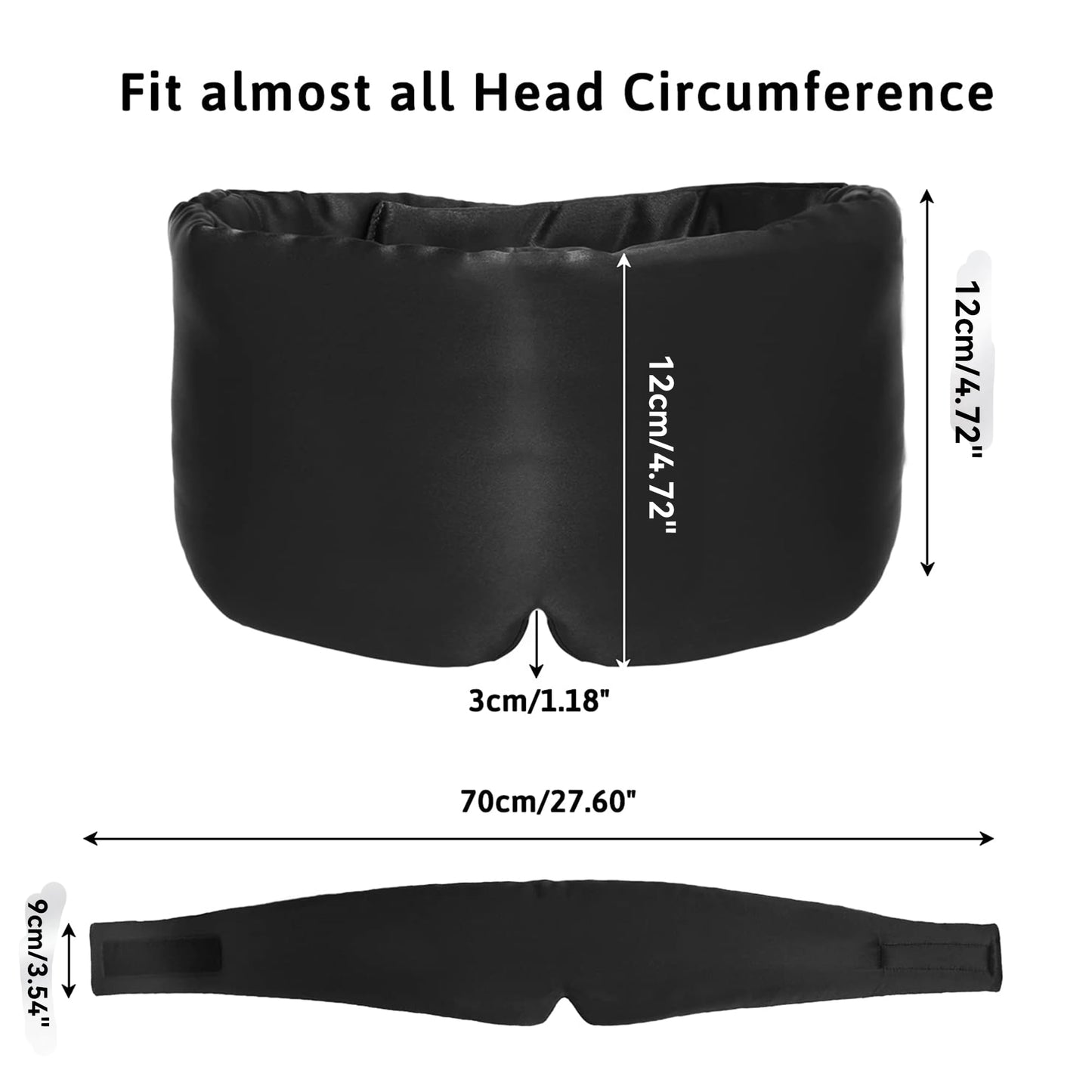 Loouforial Silk Eye Mask for Sleeping 2 Pack, 100% Natural Silk Sleep Masks for Women Men, Soft Pressureless Cooling Blackout Satin Eye Mask Fits All Heads with Adjustable Strap for Home & Travel