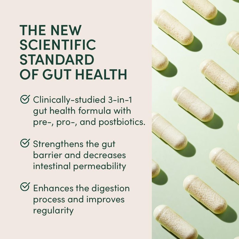 Complete Gut Health - 3-in-1 Prebiotic, Postbiotic & Probiotics for Women & Men | Vegan, Gluten-Free Capsules, 28ct