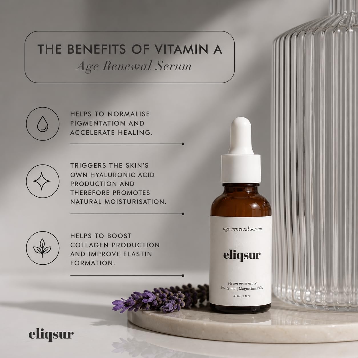 Elisqur Age Renewal Serum with 1% Retinol – Anti-Aging Face Treatment, Wrinkle Serum for Women with Magnesium & Centella, Paraben-Free, Vegan, Clean Ingredients