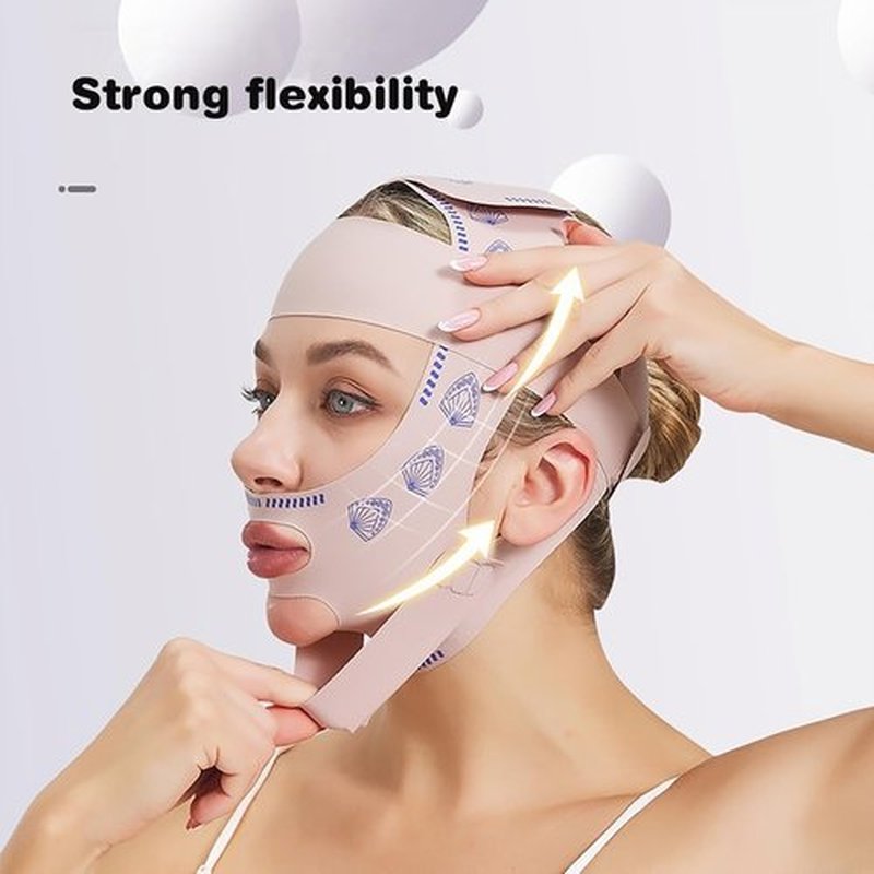 V-Line Lifting Chinstrap,Reusable V Line Lifting Mask with Chin Strap,Chin strap 23-27 Inches (Pink)