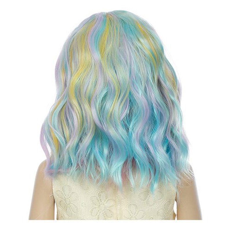 MAGQOO Rainbow Wig Girls Short Curly Wavy Colorful Hair Wigs Synthetic Heat Resistant Cosplay Costume Party Wigs (Rainbow, Child)