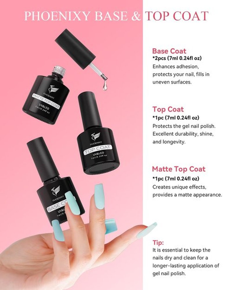 PHOENIXY 61 PCS Gel Nail Polish Kit with U V LED Light, 40 Colors Gel Nail Polish Set with 48W U V LED Nail Lamp Manicure Starter Gel Nail Kit Base Top Coat Gifts for Women SS9010