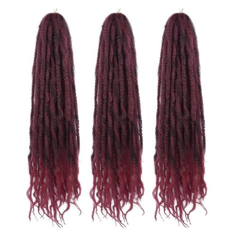KGBFASS 36inch Marley Hair Ombre Burgundy Super Long Kinky Curly Marley Twist Braiding Crochet Hair Synthetic Afro Marley Braids Faux Locs Cuabn Twists Hair Extensions 3Pcs