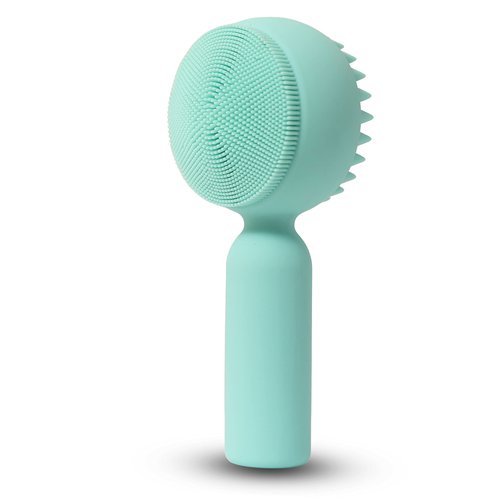 Silicone Facial Cleansing Brush 2 in 1 Silicone Facial Scrubber Manual Exfoliating Facial Brush Face Cleanser Face Exfoliator Ultrafine Bristles for Sensitive Skin Easy to Clean Lather Well (Green)
