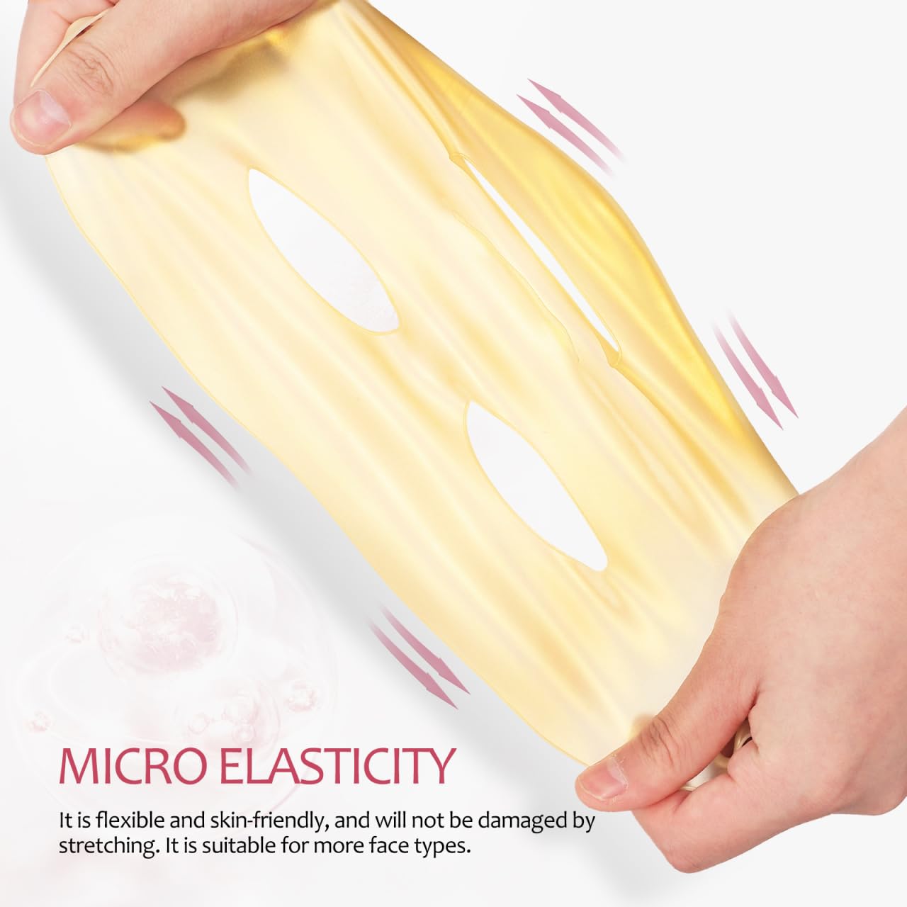 balacoo 3 Pcs Silicone Facial Mask, Reusable Face Mask Cover, Moisturizing Face Silicone for Women and Facial Smoothies Care Tool (White, Golden)