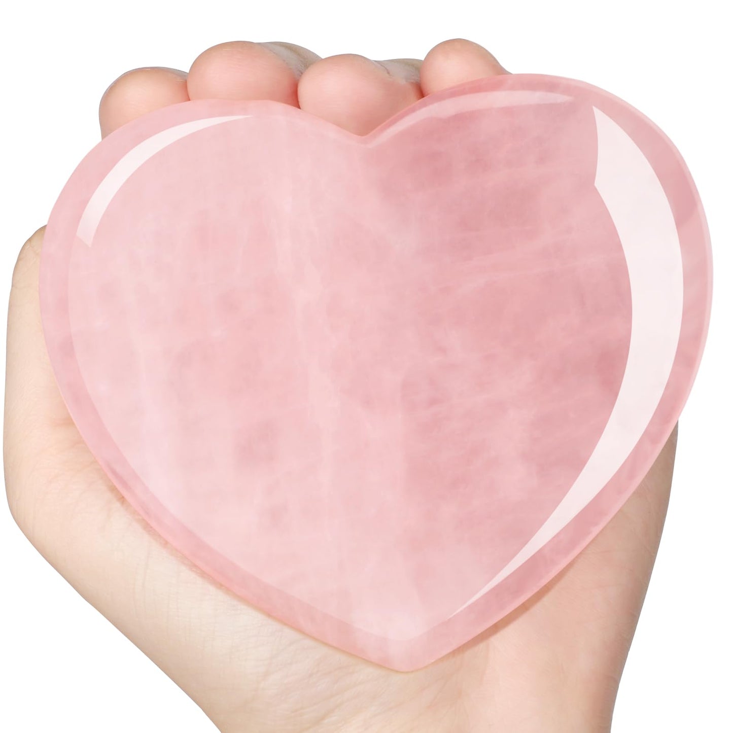 ideayard Big Rose Quartz Heart, 75mm Love Healing Crystal Gift, Meditation Quartz Palm Stone, Worry Stone for Relieve Anxiety Stress Tool
