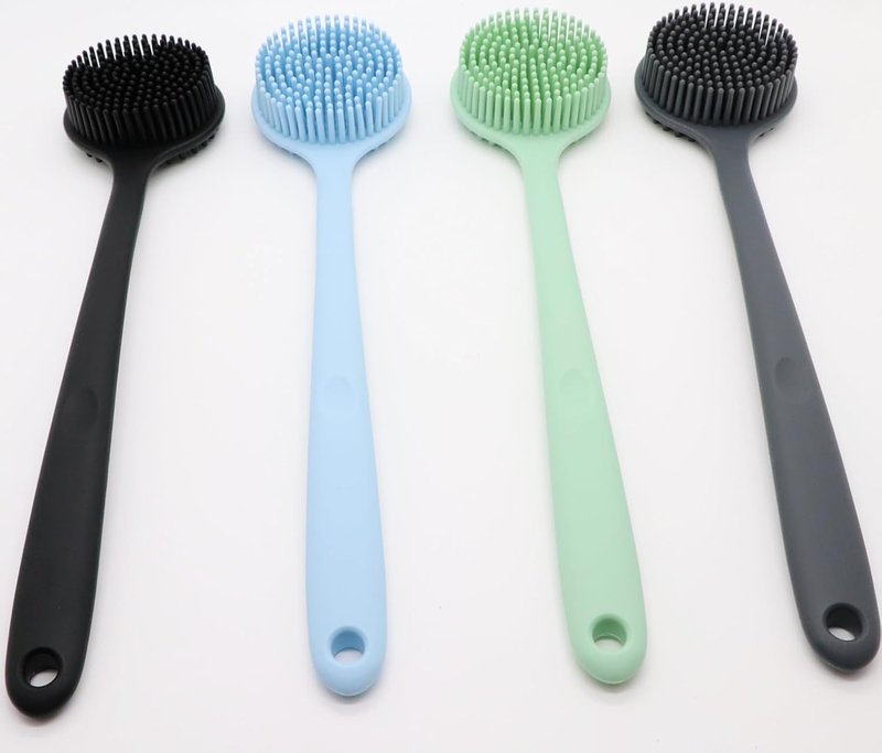 Silicone Body Scrubber - Long Handle Exfoliating Shower Brush for All Ages | Ideal for Smooth Skin