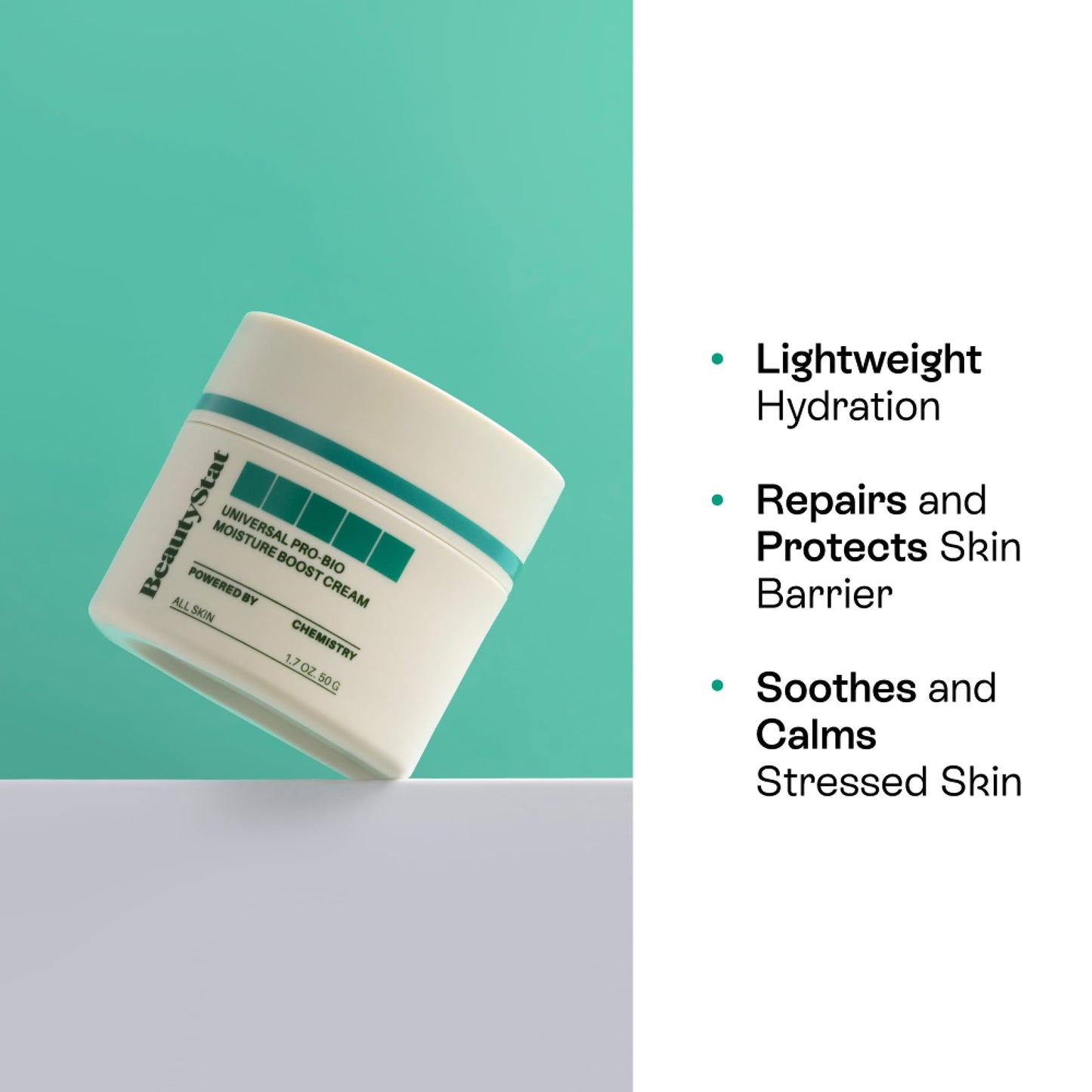 BeautyStat Probiotic 24HR Moisture Boost Cream - Made in the USA - Daily Moisturizer Face Cream with Probiotics, Ceramides, Hyaluronic Acid for Natural Anti Aging, Fine Lines, Wrinkles (1.7oz / 50ml)