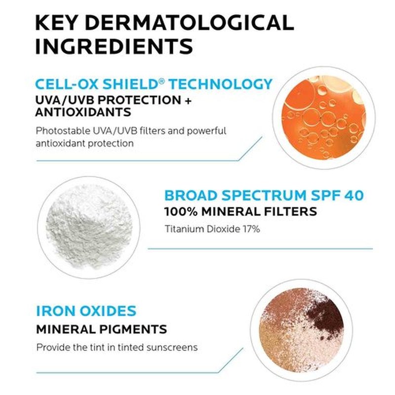 La Roche-Posay Anthelios Tinted Sunscreen SPF 40 | Broad Spectrum SPF + Antioxidants | Titanium Dioxide & Zinc Oxide Sunscreen | 3 New Flexible Shades With No White Cast | Oil Free & Oxybenzone Free
