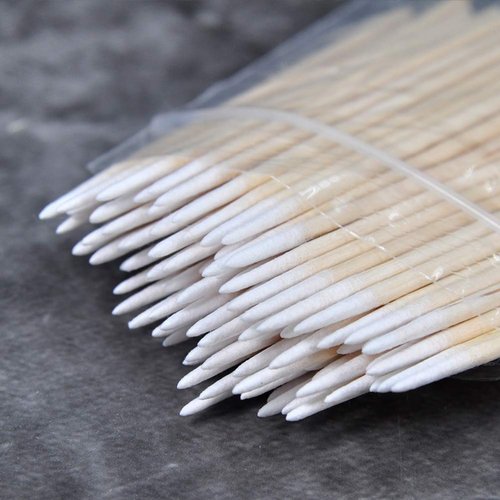 RIKWOG 400pcs Pointed Cotton Swabs, 4 inch Precision Microblading Cotton Swab Cotton Sticks Applicator for Eyebrow Tattoo Beauty Make-up Nail Clean, Wood Handle Pointed Tip Head