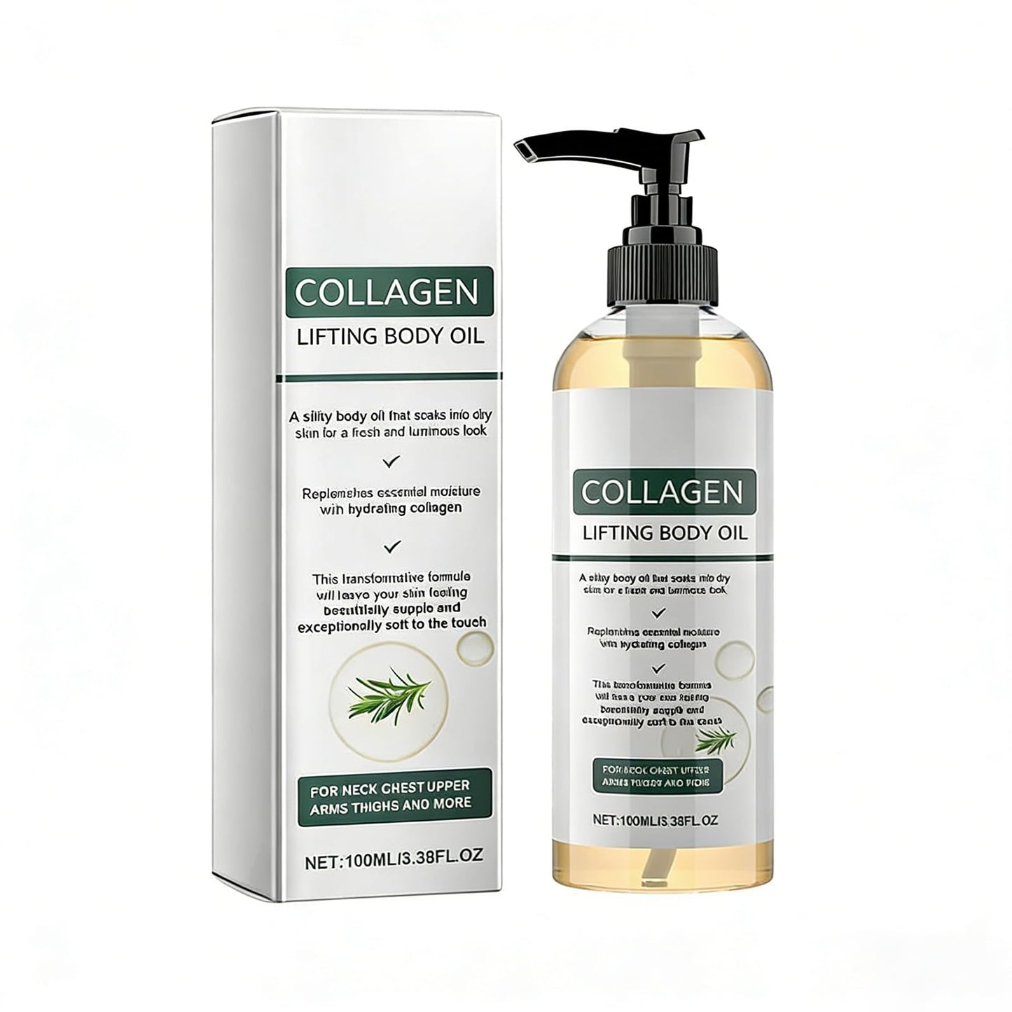 Divinvera Collagen Body Oil - Collagen Lifting Body Oil, Hydrating & Firming Dry Oil, Lightweight Fast-Absorbing Non-Greasy Moisturizer for Smooth Radiant Skin, For Women & Men, 3.38 Fl Oz