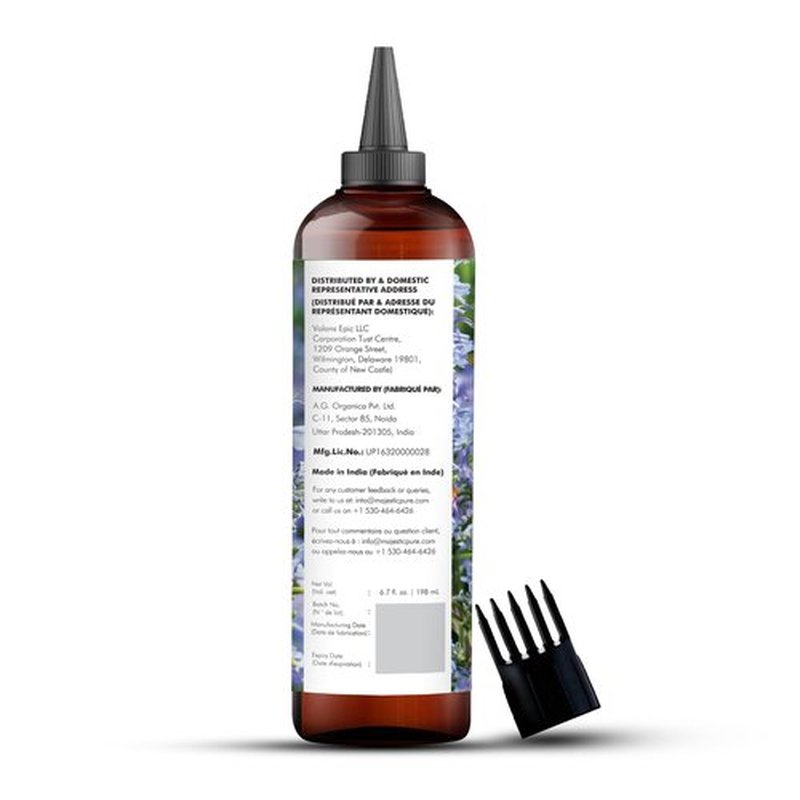 Majestic Pure 100% Pure Rosemary Hair Oil with Vitamin E for Hair Care, Strengthening, Nourishing, and Volumizing Formula with Vitamin E & Argan Oil - Non GMO Verified, 6.7 Fl Oz